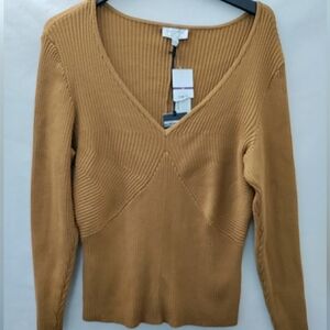 NEW Sofia Vergara Womens 2XL.   XX Large Ribbed Brown Sweater Stretchy And Soft